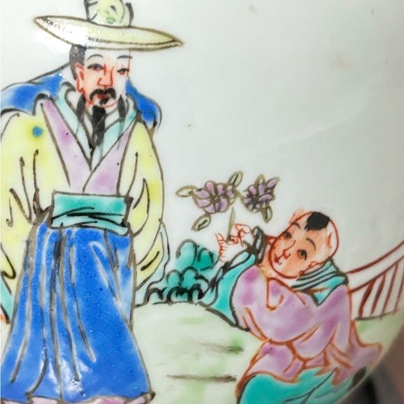 Vtg Antique CHINESE Asian Porcelain VASE Ginger Jar FAMILLE VERTE Children QING - Picture 11 of 13